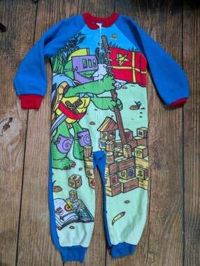 RARE Vintage Franklin The Turtle PCA Kids One Piece Pajamas Size 5
